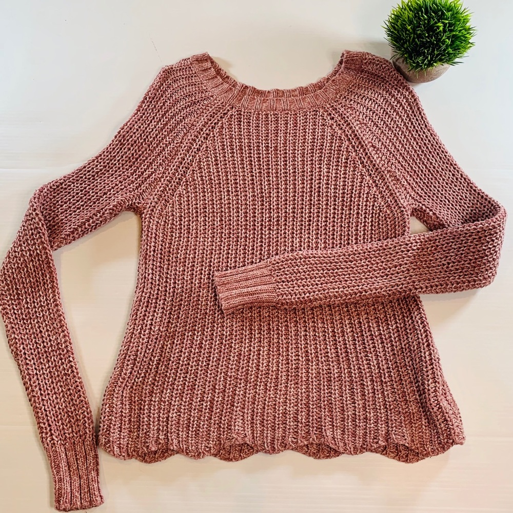 American Eagle Crew Neck Sweater Heavy Open Knit